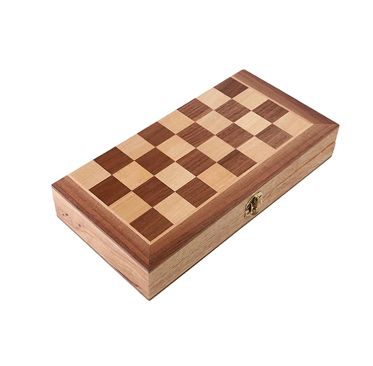 Custom Antique Portable  Foldable  Wooden Chess Table Wood Board Games Set 29*29cm