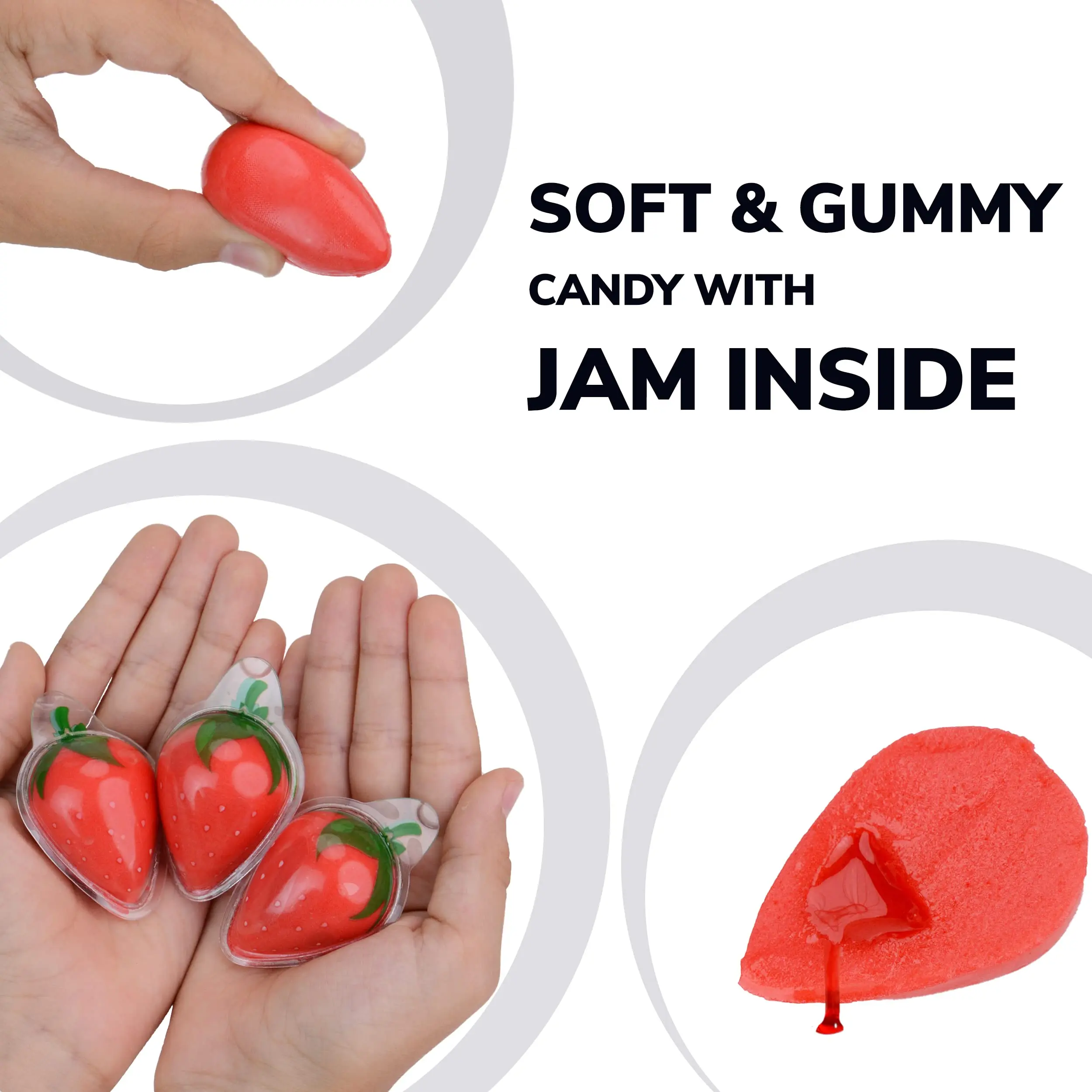 Fresh Fruit Fast Cutting Creative 3d Fruit Shape Popping Strawberry Flavor Bulk Jelly Candy Candy