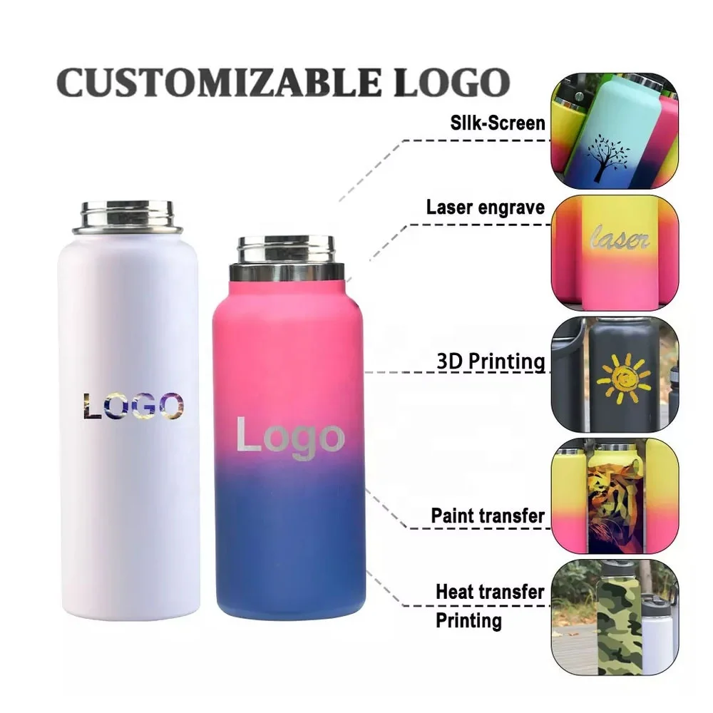 Custom Double Wall Vacuum Insulated hiking Water Bottles Flask Mug Cup 18oz 32oz Stainless Steel Travel Flask vacuum