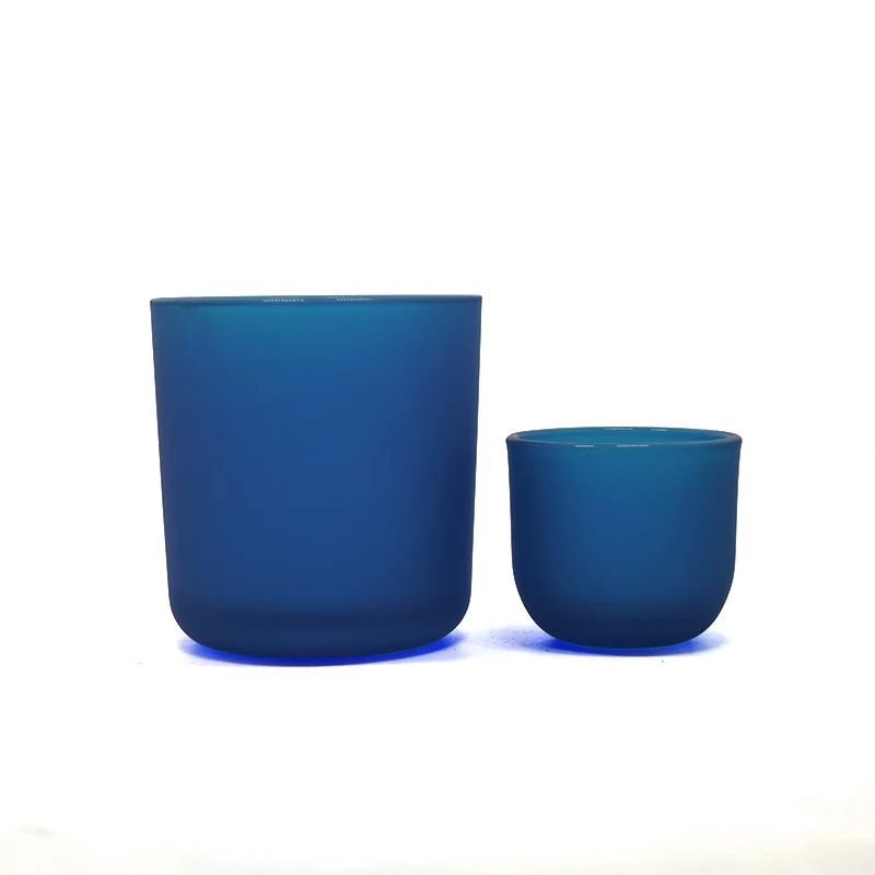Klein Blue matte navy blue dark blue glass candle holder container candle jar with wooden lid customize package color logo