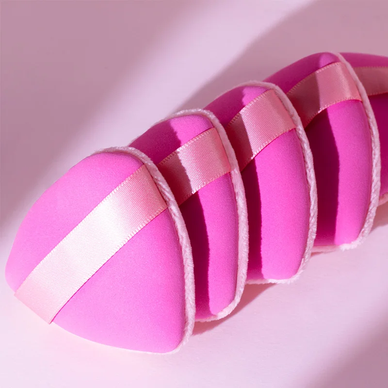 Dual-side Used Velvet Beauty Blending Powder Puff Triangle Foundation Makeup Sponge With Custom Packaging