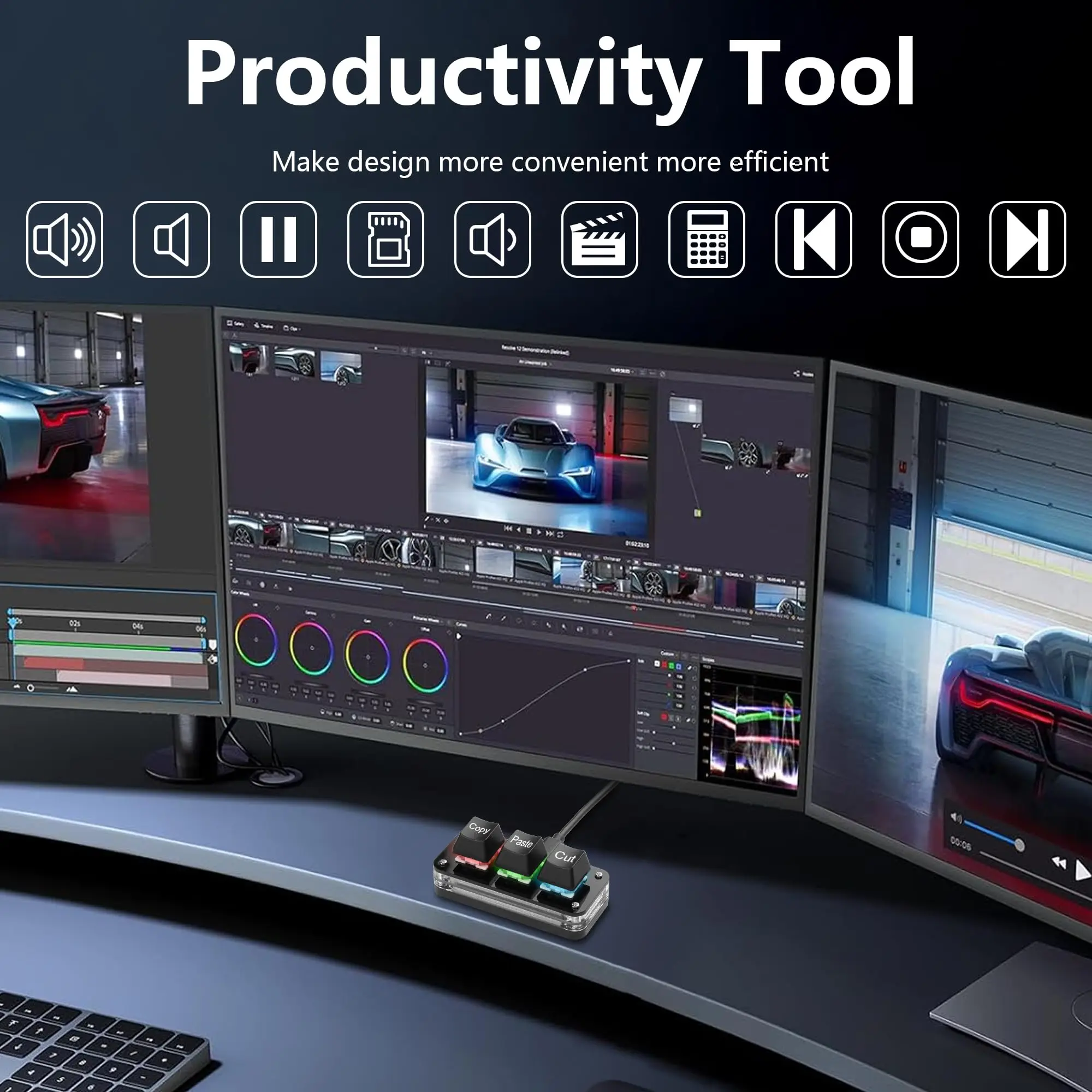 USB Mini 3-Key OSU Keypad Hotswap One Handed Mechanical Gaming Keyboard Programming Macro Cherry Switch RGB Backlit Mini Keypad