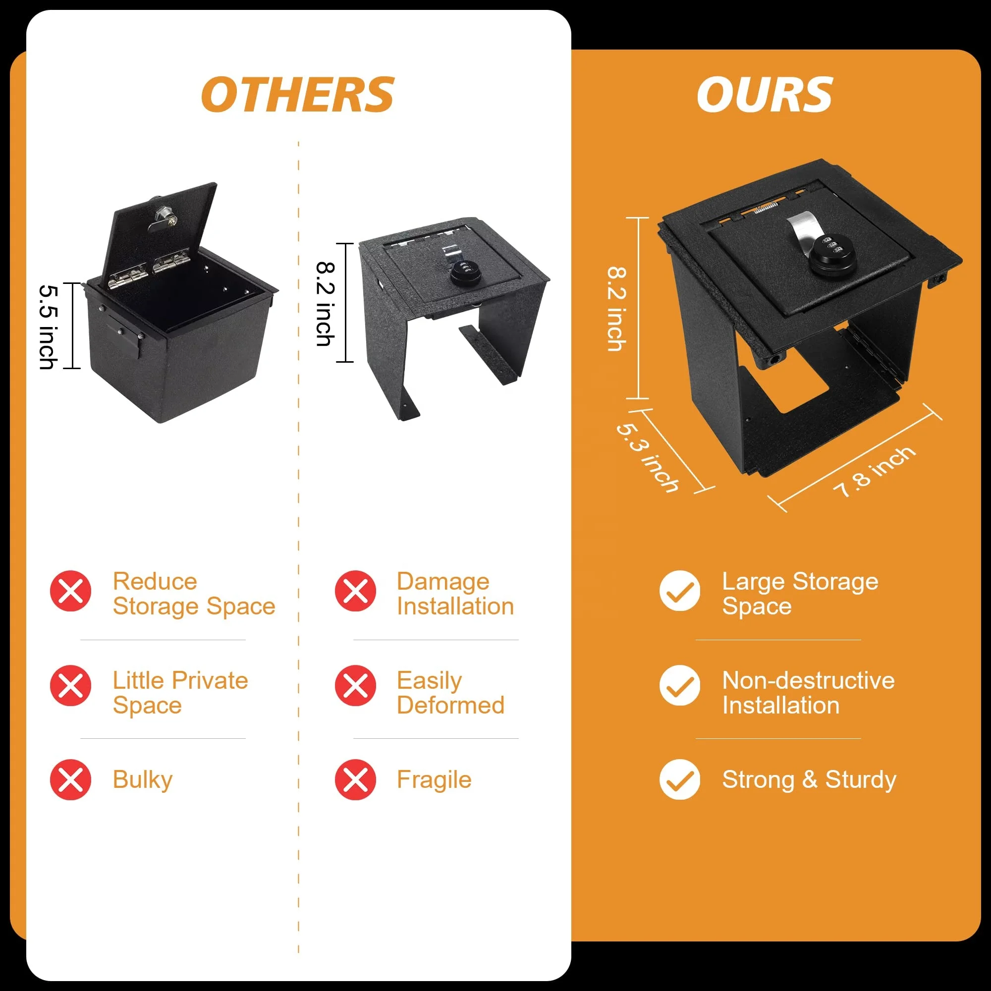 Center Console Armrest Lock Box Design Safe Storage Organizer Case Password Car Interior For Ford Bronco Accessories 21-23 2/4