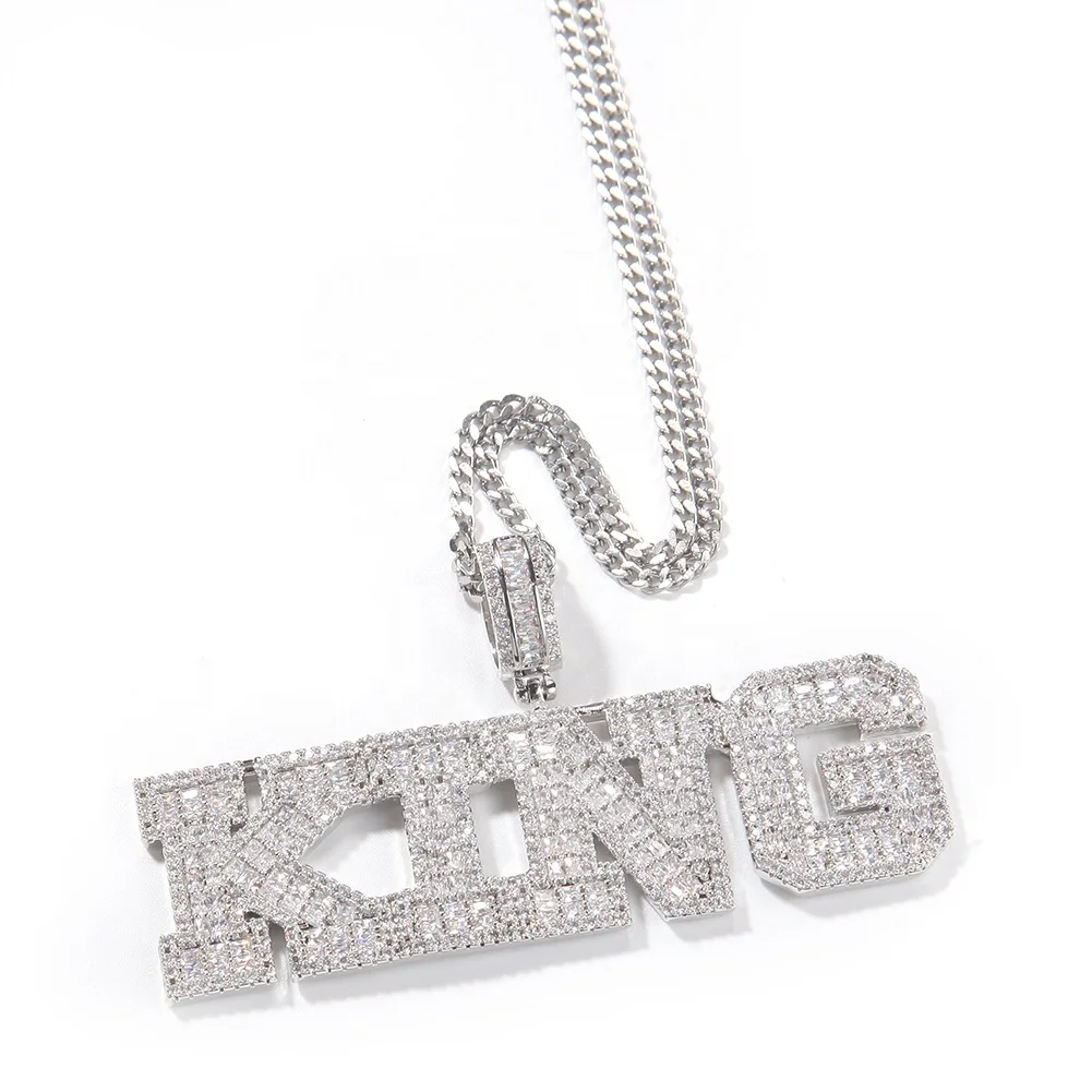 New!Hip Hop DIY Letter Splice Brass Pendant with Square Zircon Link
