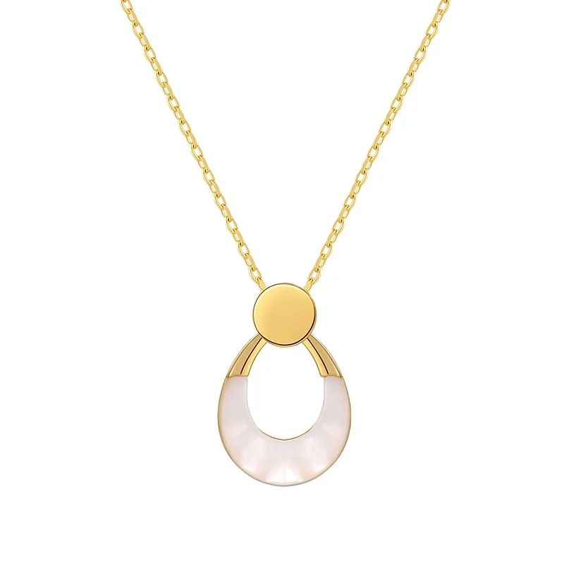 Custom Mother of Pearl Jewelry Shell Necklace Yellow Rose Gold Plated 925 Sterling Silver