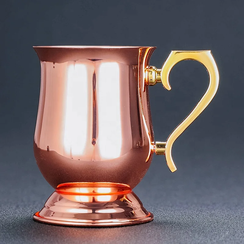 Vintage Classic Copper Plated Moscow Mule Mugs Stainless Steel Reusable Cocktail Beer Vodka Cups With Base