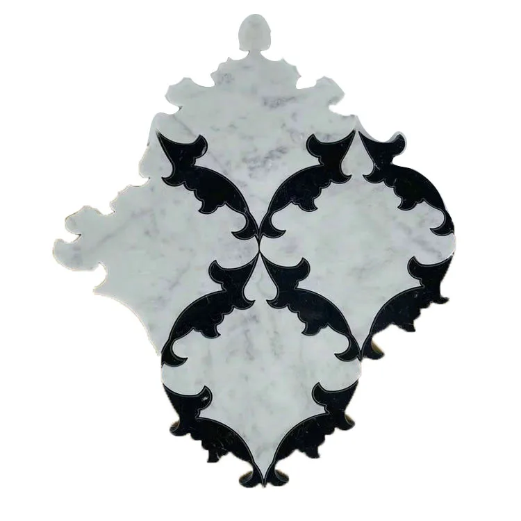 White marble waterjet mosaic tile