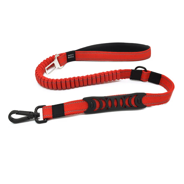Multifunctional Heavy Duty Bungee Dog Leash Reflective Shock Absorbing Training Leash two Traffic Handle Dog Car Seat Belt
