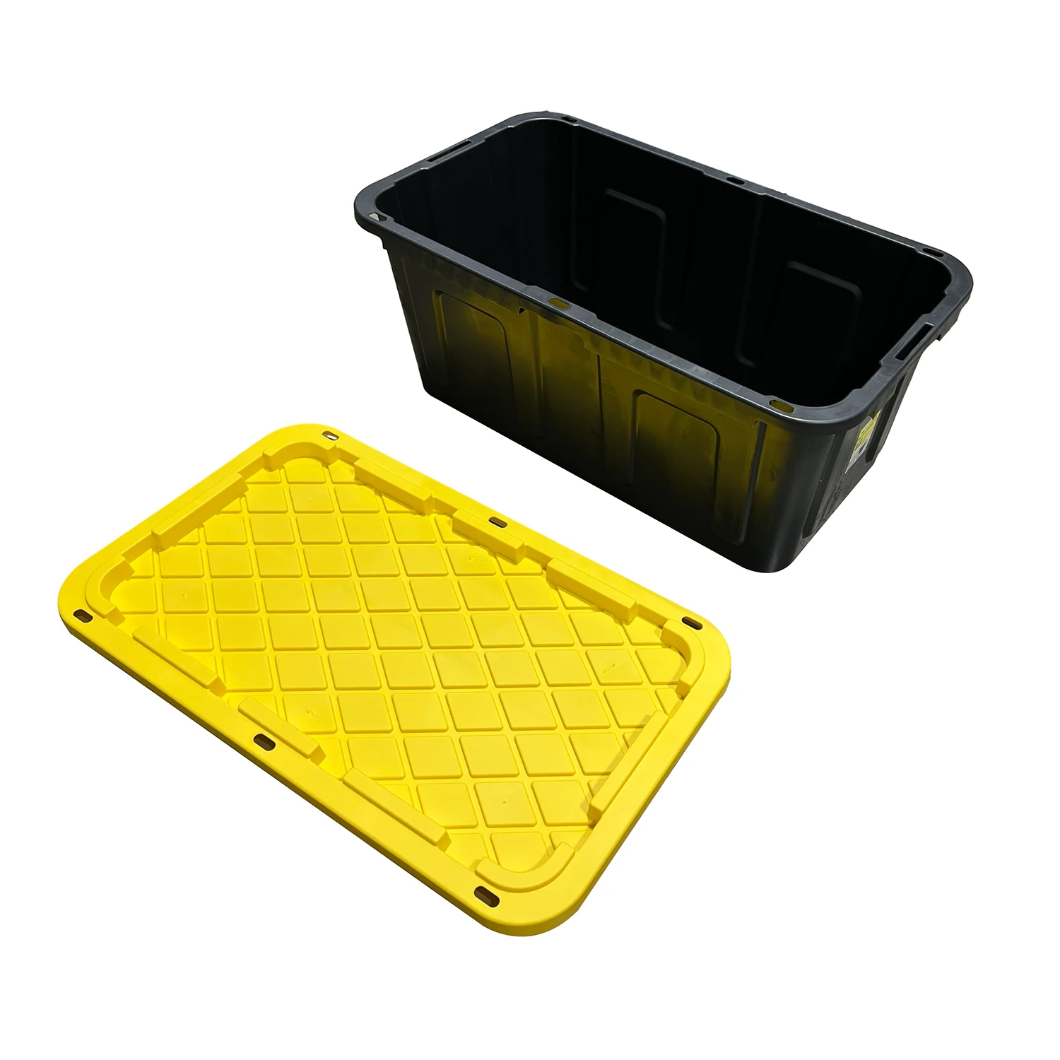 27 Gal Gallon tool Stackable Storage Totes Large Black Storage box with Yellow Lid