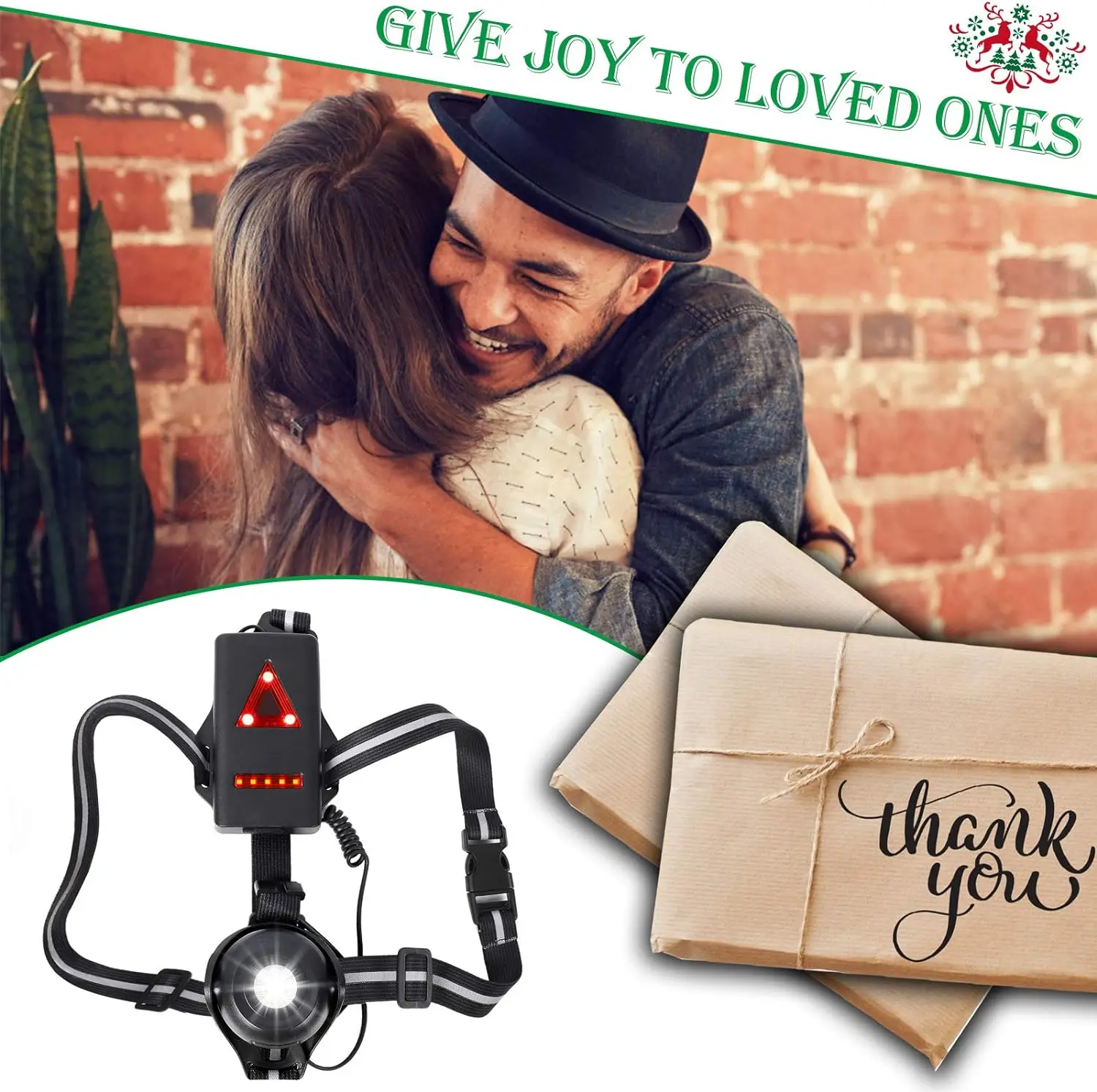 USB-C Type Rechargeable LED Running Chest Light Back Warning Light 90° Adjustable Beam for Hiking Jogging Outdoor Adventure