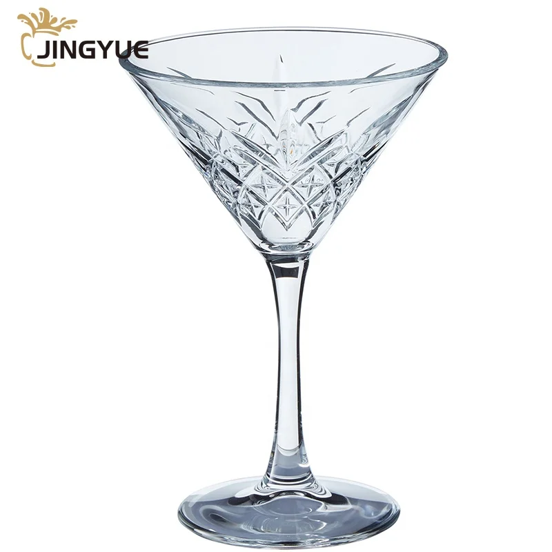 Customized Logo 230ml Vintage Lead Free Crystal Martini Margarita Cocktail Glass With Simple Ripple For Party