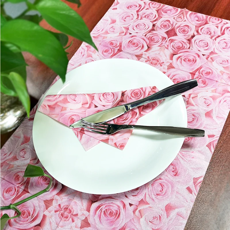 Manufacturer Direct Food Grade Virgin Wood Pulp 1 Ply 50 Sheets Printed Paper Napkins Serviette