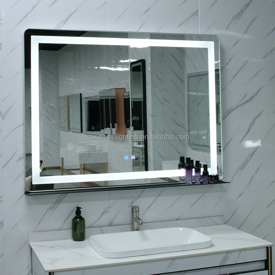 New design aluminum bathroom rectangular ip44 led frame mirror wall mount smart bathroom touch sensor LED mirror