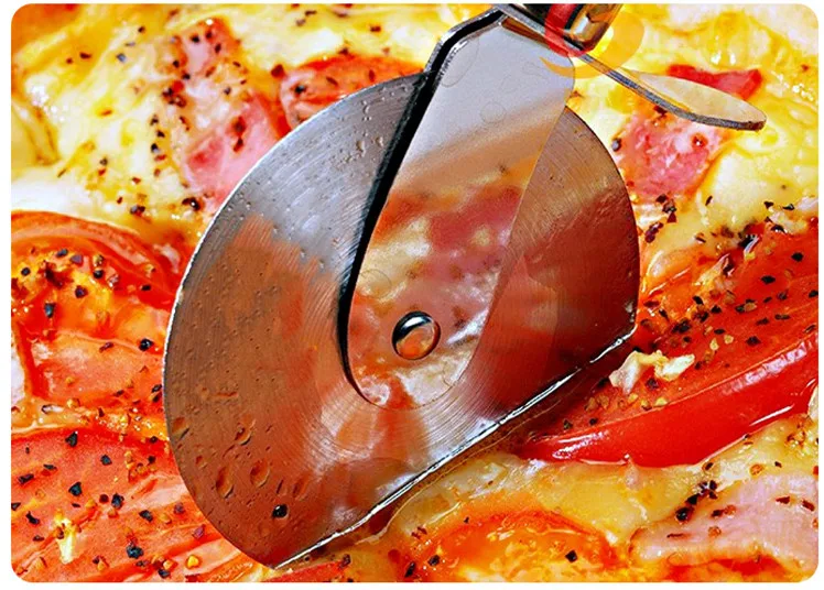 Stainless Steel Pizza Cutter Wooden Handle Hob Single Wheel New Crispy Pizza Cutter Pizza Mesquite Wheel Knife Baking Tools