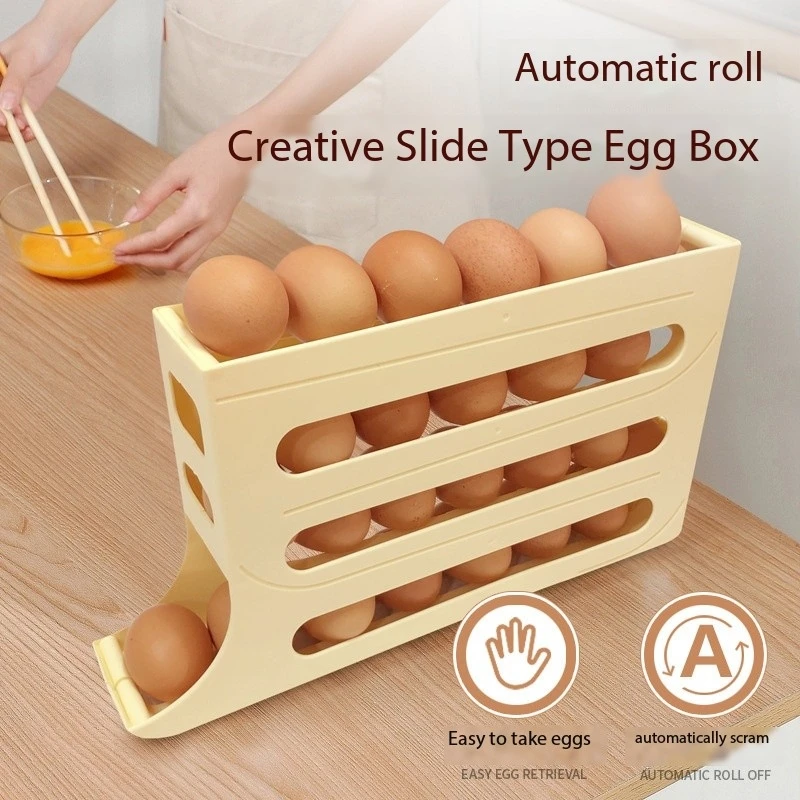 Egg Holders Dispenser for Home and Kitchen Organizer Accessories Automatic Rolling Egg Trays with 4 Tiers