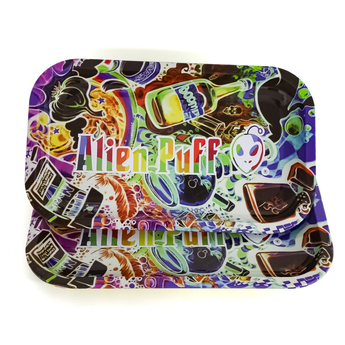 Smoking Rolling Tray Wholesale 28x16cm  Ashtray  Private Label Metal Tin Full Print Rolling Tray OEM Logo