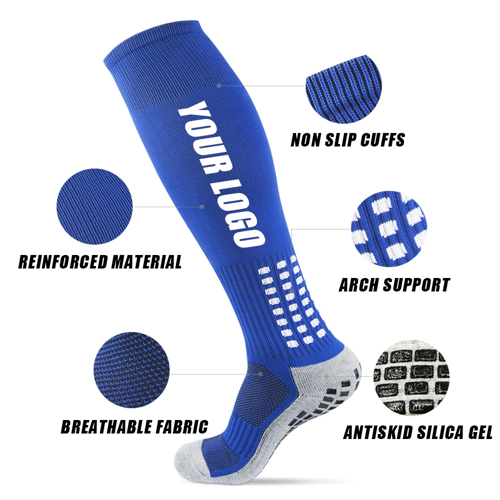 Uron Custom Logo Design Compression Football Socks Anti Slip Soccer Socks Athletic Sport Football Grip Socks