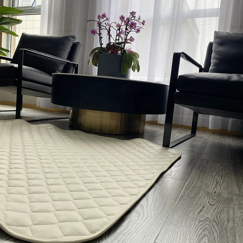 120*200cm Rectangle Waterproof Children Baby Play Quilted PU Vegan Leather Mat with Silk Cotton for Outdoor and Indoor