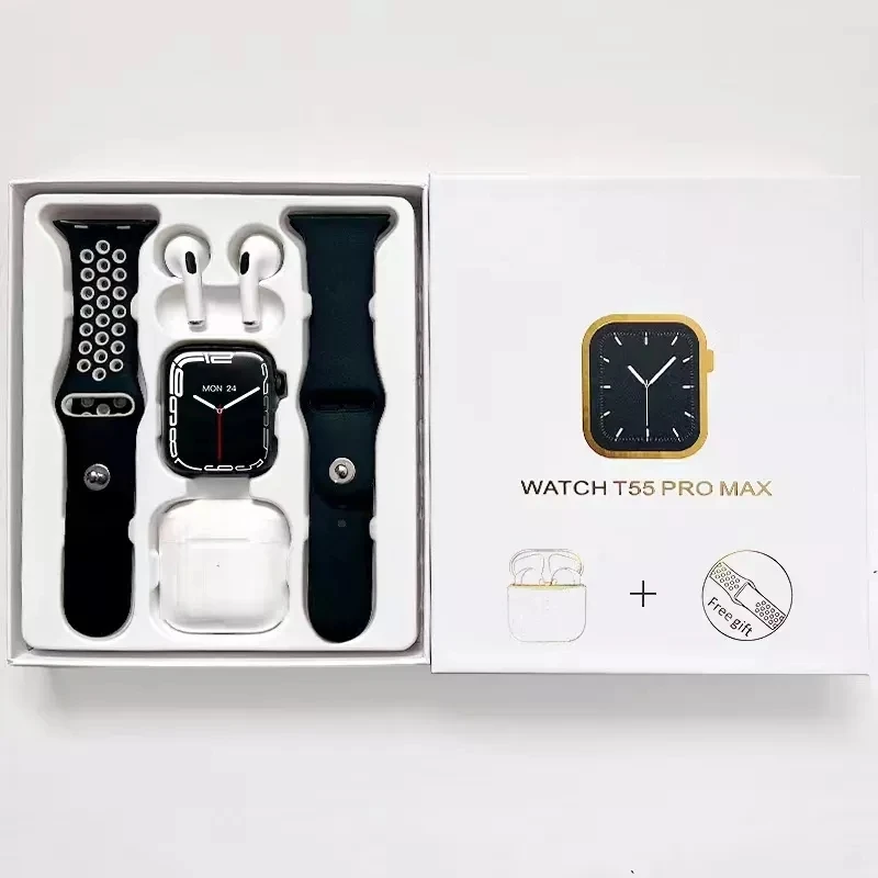2023 Original factory t55 pro max 2 in 1 smart watch with earphone multi sport monitor reloj watch