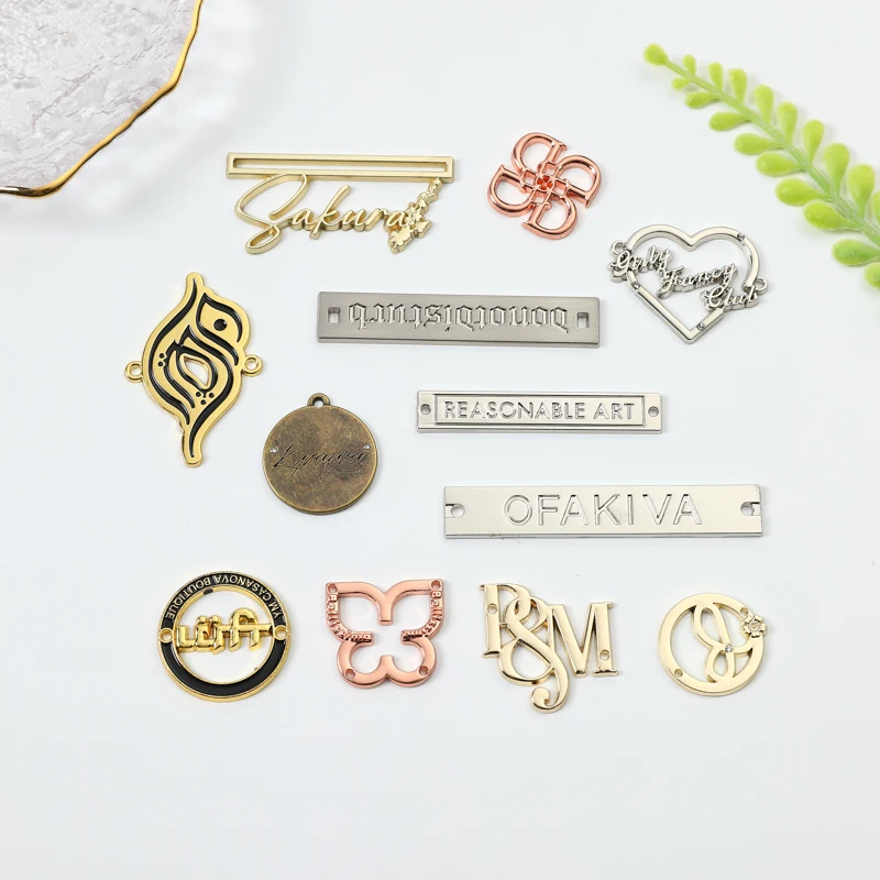 Manufacturer customized purse metal nameplate zinc alloy color preserving electroplating label customized metal logo