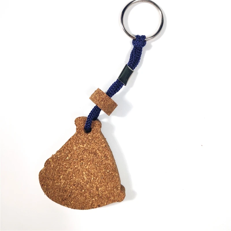 china factory Commercial gift key decoration custom shape natural wood floating key-ring cork key-ring cork key ring holder cork