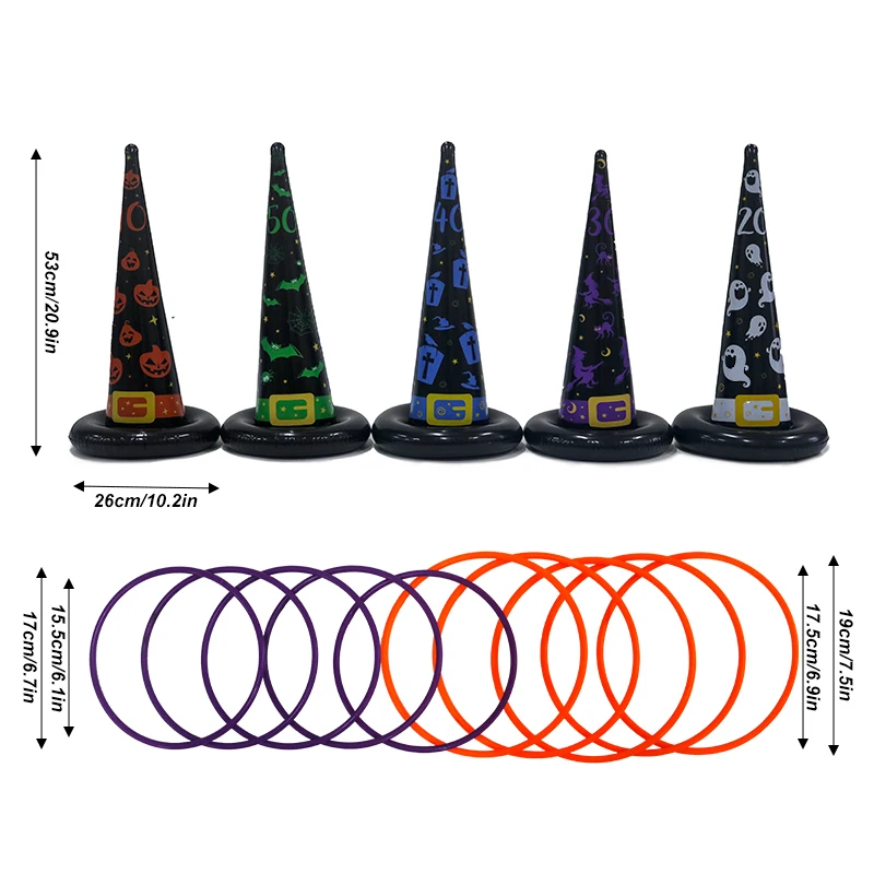 Wholesale Inflatable Witch Hat Hoop Game Ring Funny Halloween Prank Toy Customized by Manufacturer Made of PVC