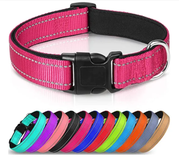 Reflective Dog Collar Soft Neoprene Padded Breathable Nylon Pet Collar Adjustable Small Medium Large Dog collar