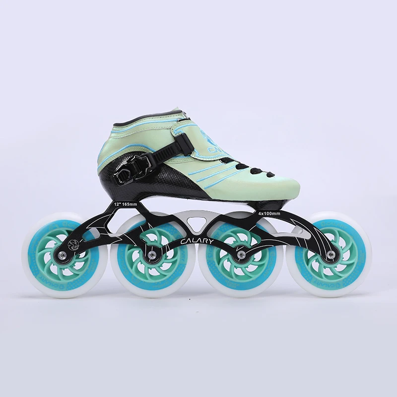 Professional roller skates training green pink roller skates with big wheels and four wheels
