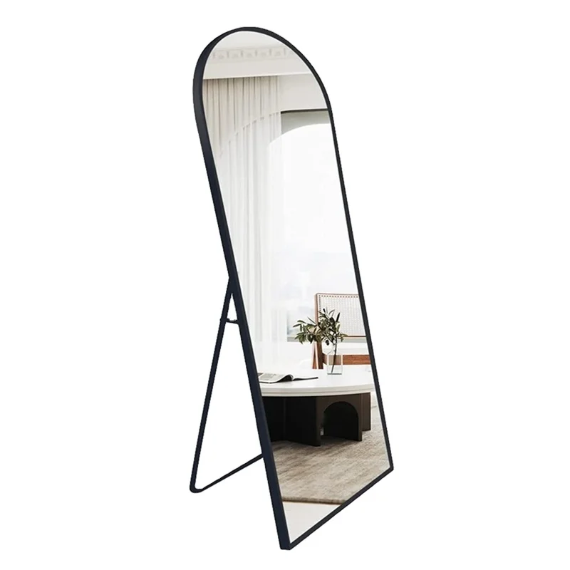 65 x 22 inch Aluminum Alloy Framed Black Gold Mirror Large Standing Body Full Length Floor Mirror Wall Mirror