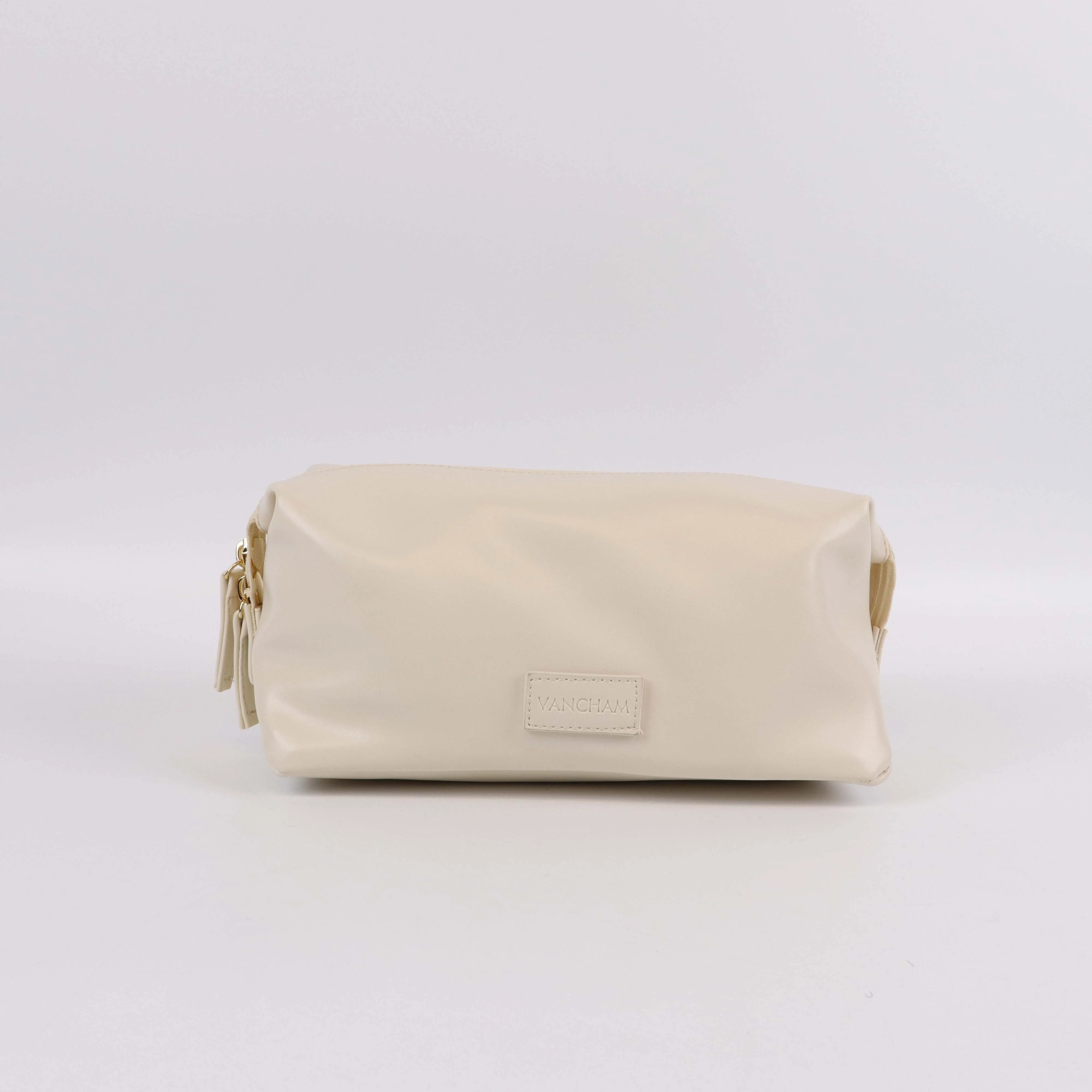 Custom Logo Lifting Handle Travel Large Capacity Waterproof PU Leather Makeup Pouch Cosmetic Bag For Ladies