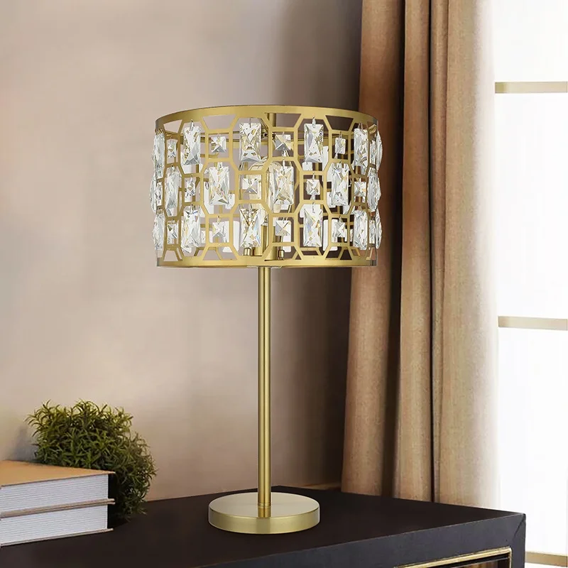 Luxury gold crystal royal style table lamp lamparas decorativas table lamps home decor