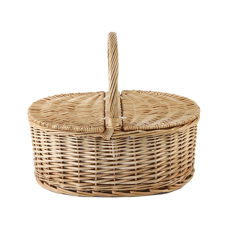 Factory Outlet Cheap Wicker Picnic Basket picnic basket with lid Braided Oval Picnic Basket
