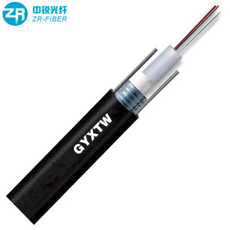Telecommunication aerial armored gyxtw channel G652d multimode fiber optic cable