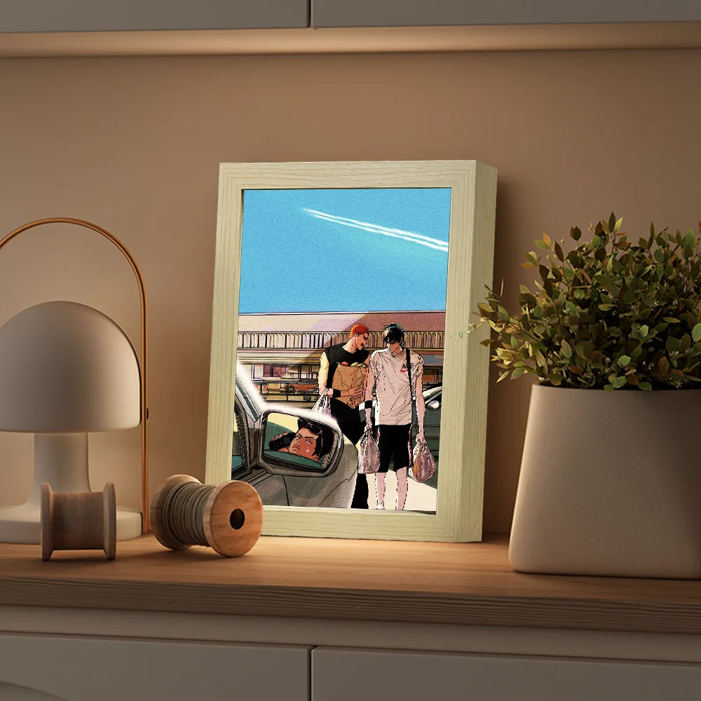 Novelty Gift Led Light Up Painting Frame Table Lamp 3d Wood Cartoon Anime Picture Photo Frame Box Novelty Night Light Home Decor