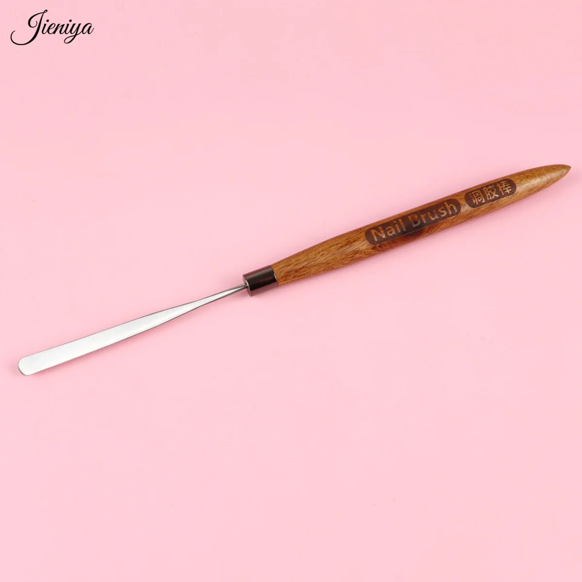 Natural Wood handle Glue Mixing Rod Stirring Rods Metal Nails Gel Polish Sticks Mixing Tool Spatula pen