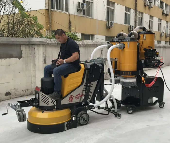 Self-propelled concrete floor grinder PRO850 attach industrial vacuum cleaner V9