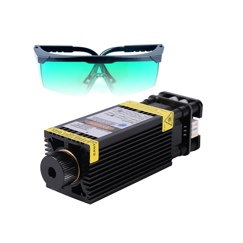 5500mW Laser Module 5.5W Adjustable 450nm Focusing TTL Module With Cooling Fan 3 Pin Port For CNC Laser Machines