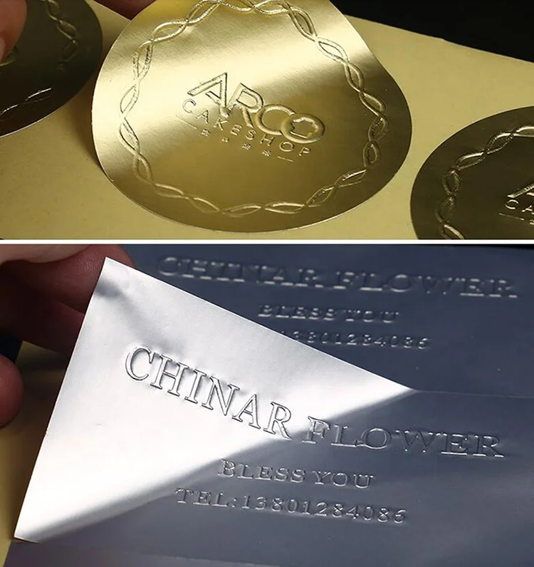 Custom Logo Metal Gold Silver Foil Embossed Packaging Label Bottled Beer Red Wine Sticker Label