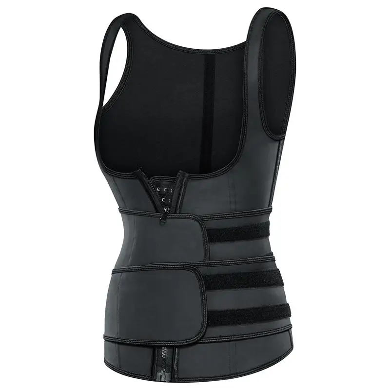 
High Quality Inner Big Hooks Double Compression Belts Women Latex Waist Trainer Corset Zipper Vest Body Shaper Plus Size 