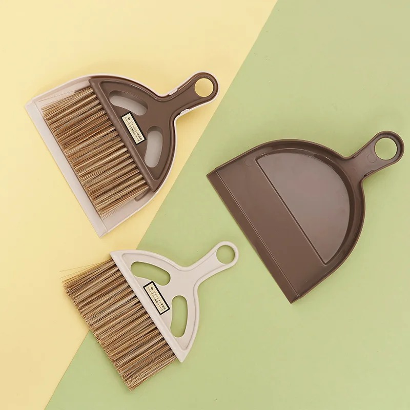 Convenient Desktop Hand Broom Brush for Cleaning Table Countertop Kid Pets Hair for Home, Office Small Size Less Space