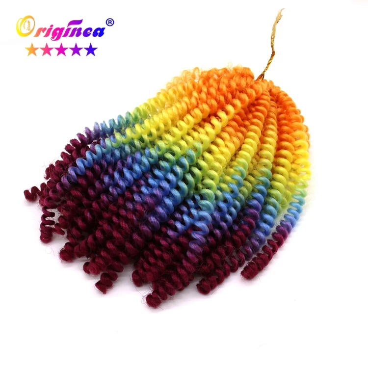 100g 8inch 30strands/pack synthetic curly hair extension ombre colored spring twist curl crochet braids hair