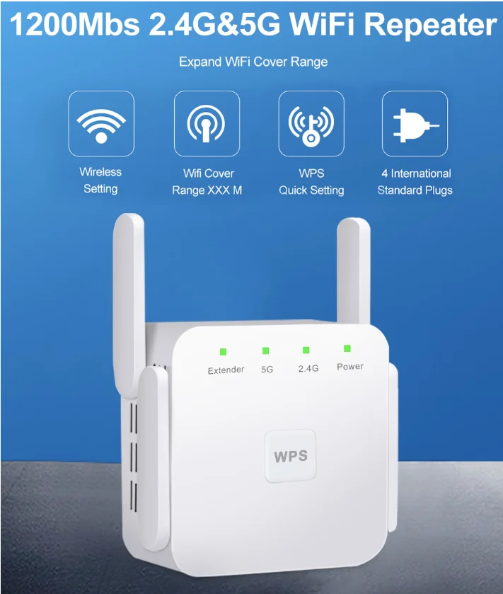  Беспроводной Wi-fi удлинитель 1200 Мбит/с усилитель длинный Диапазон сигнала 2 4G repiter 5 ГГц Репитер мобильного