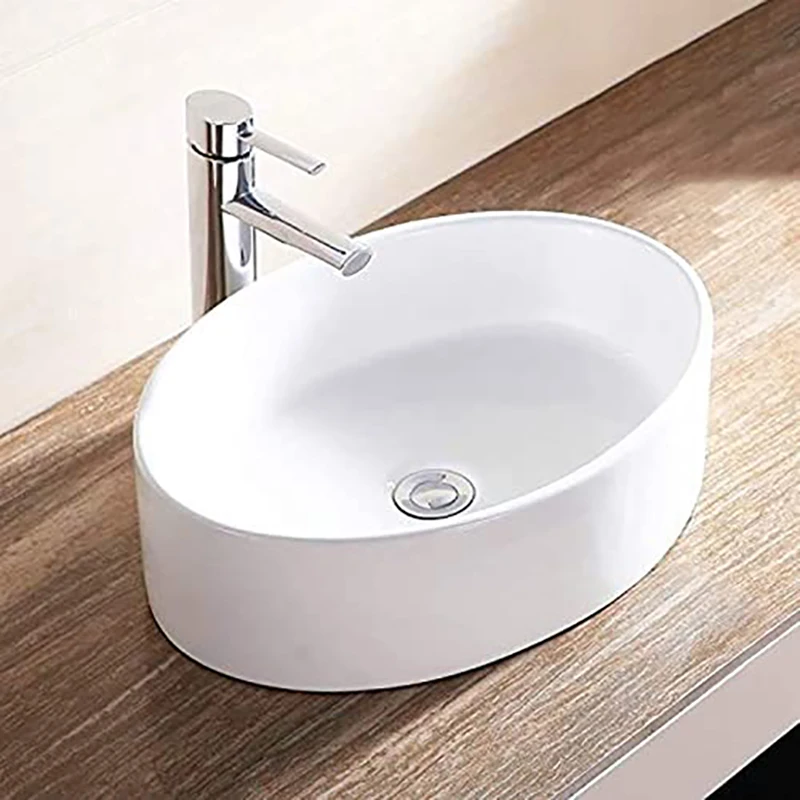 Oval White Porcelain Bathroom Kitchen Ceramic Vessel Sink Bowl Wash Basin