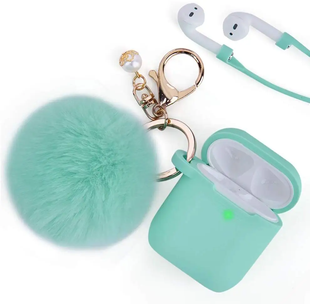 Лидер продаж, чехол на заказ для apple airpods, милый чехол с меховым шариком и брелоком для Airpods, розовый чехол