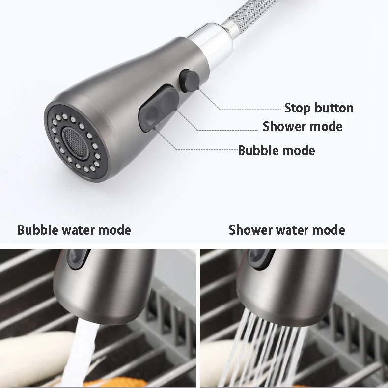 Grey Touch Filter Mixer Tap Solid Brass Hot Cold Kitchen Fixture Pull Out Taps Smart Sensor Touch Kitchen Faucet