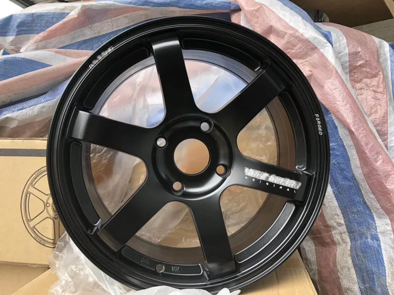 Factory Wholesale Te37 15 Inch 16 Inch 4x100 5x114.3 Sand Bronze Matt Black Aluminum Alloy Wheels Rims