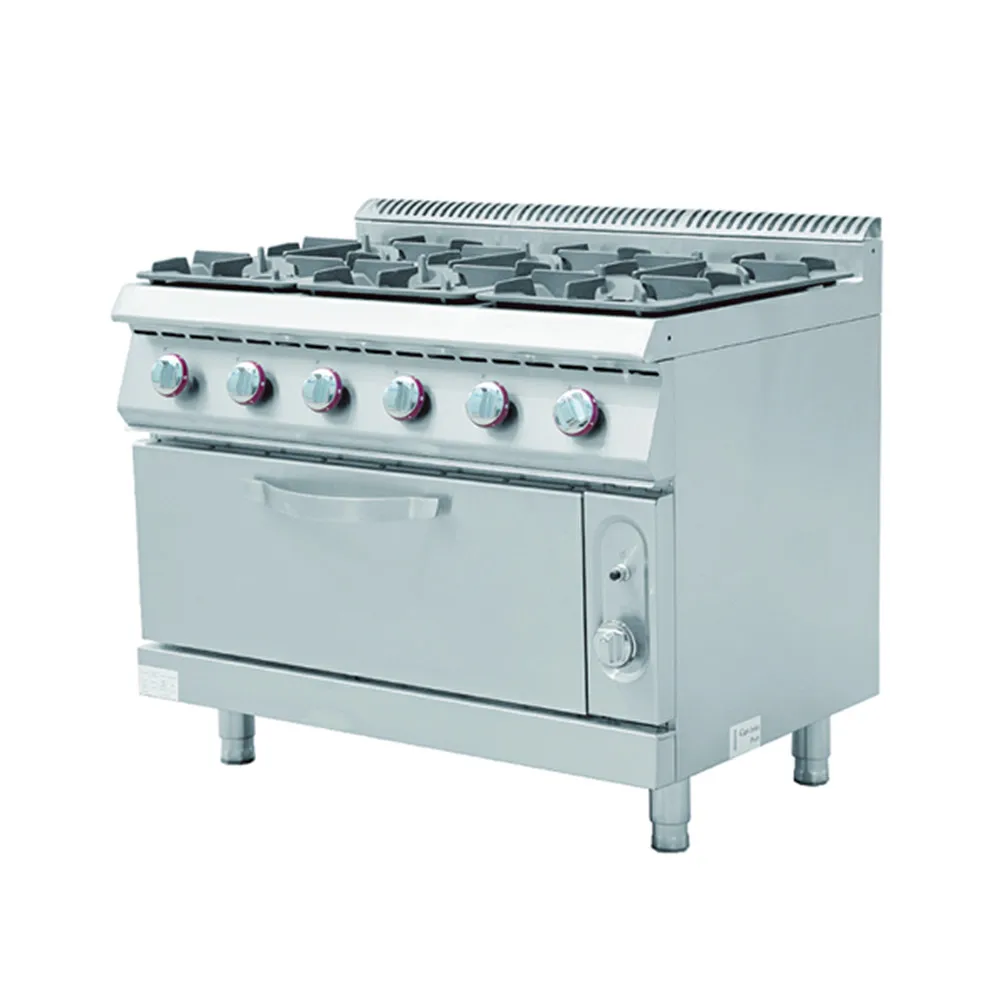 freestanding industrial kitchen restaurant hotel commercial 6 burner gas range cooking stove with oven