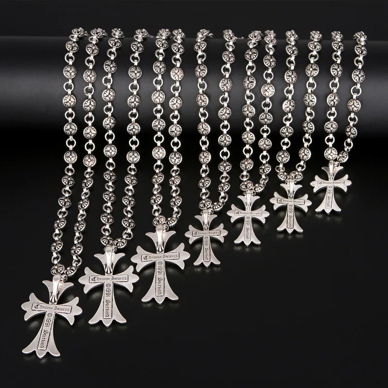 Cross Necklace Hip Hop Pendant Necklace Chrome CH Cross Necklace for Women Men
