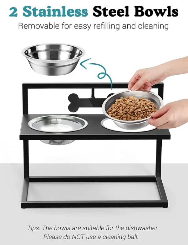 Pet Adjustable Height Stainless Steel Bowl Elevated Dog Bowl With Stand For Cats And Dogs