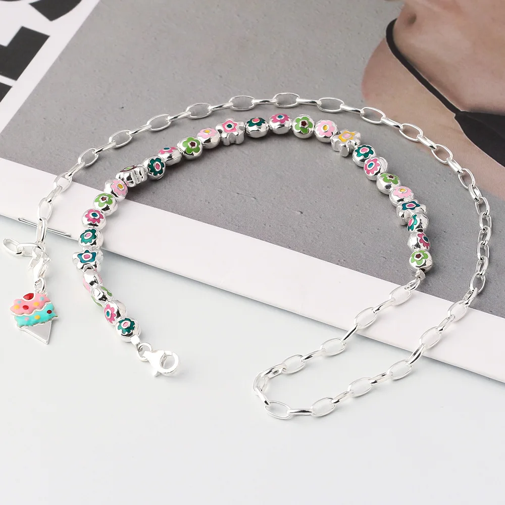 S925 Sterling Silver Korean Small Flower Necklace for Women. Niche Fashion-Designed Collarbone Chain, 2023 New Summer Style.